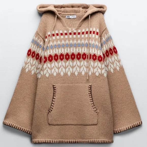 Wool Blend Jacquard Poncho - Picture 5 of 7